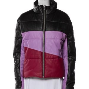 Veda leather colorblock jacket size XL bomber